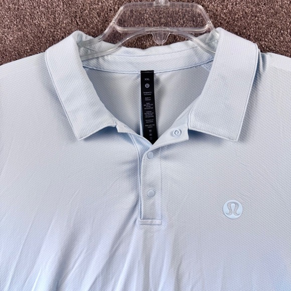 Lululemon Other - Lululemon Evolution Polo Shirt XXL Light Blue Short Sleeve Snap Neck LM3ELHS
